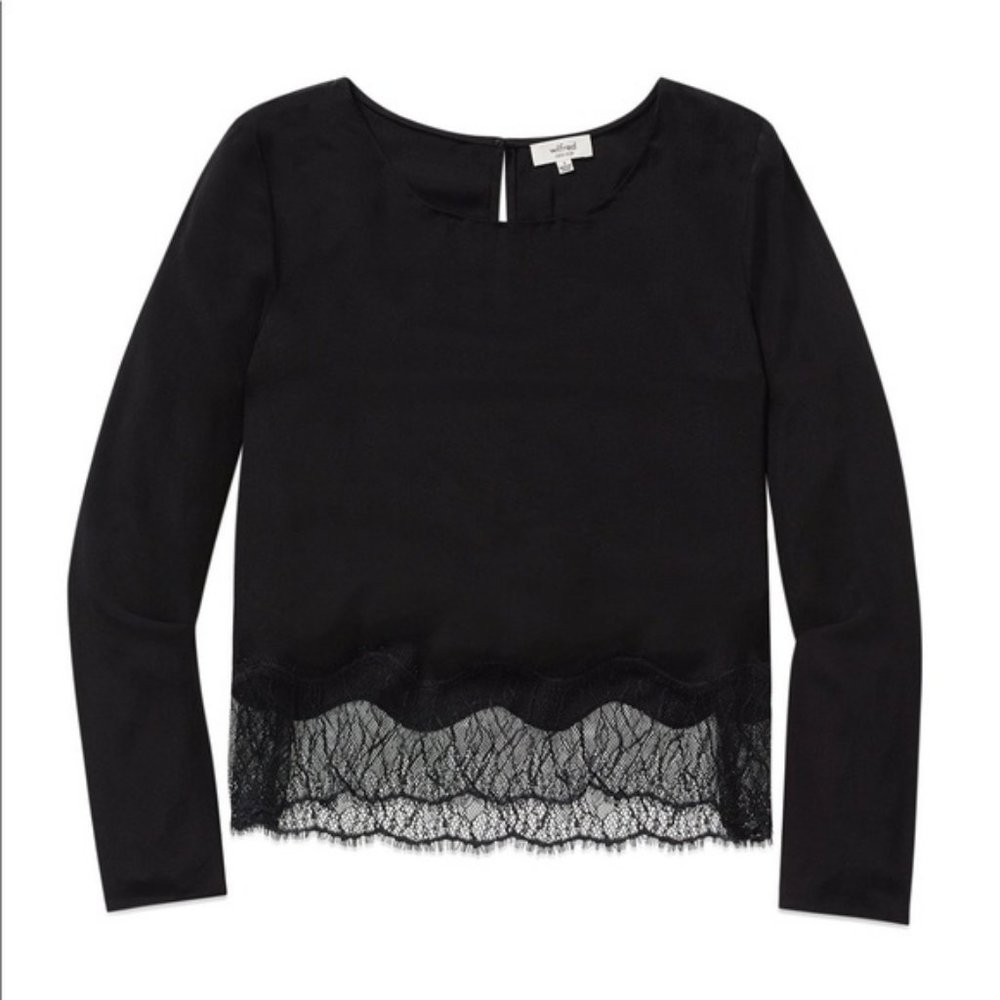 Aritzia -Wilfred Black Silk & Lace Blouse